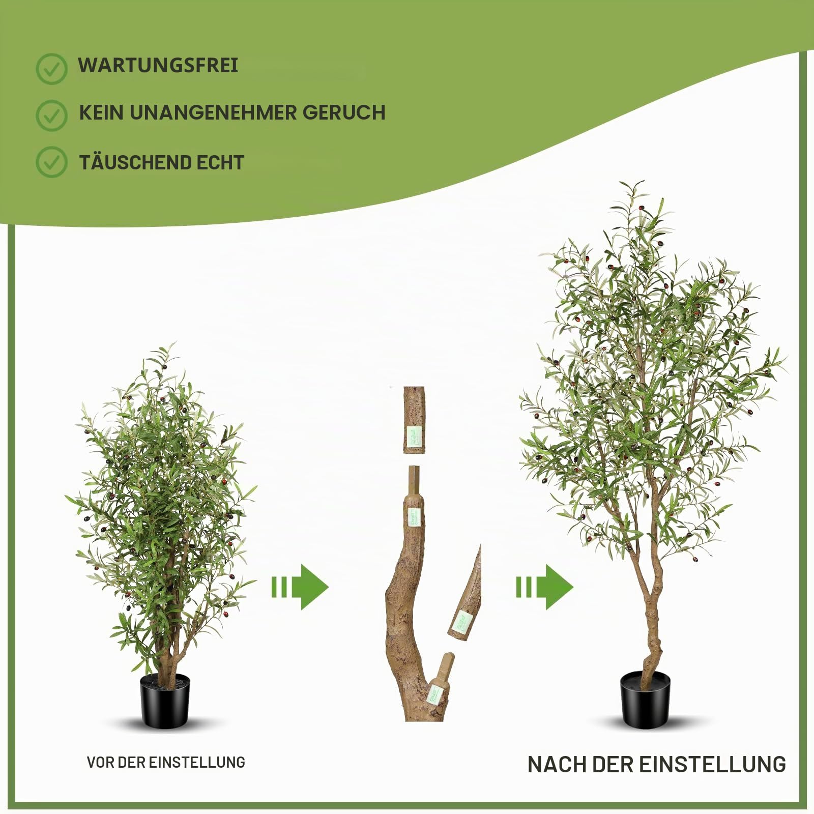 FEELEAD Lot 2 Oliviers Artificiels 210cm Deux Modèles Arbres Faux en Pot