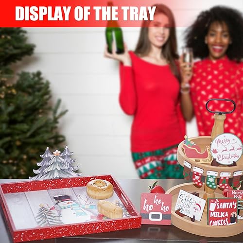 Miniatura 4 de Bandeja de servir de decoración navideña con asas Bandeja decorativa Mesa de centro Bandeja de servir Bandeja de Acción de Gracias - Bebidas de