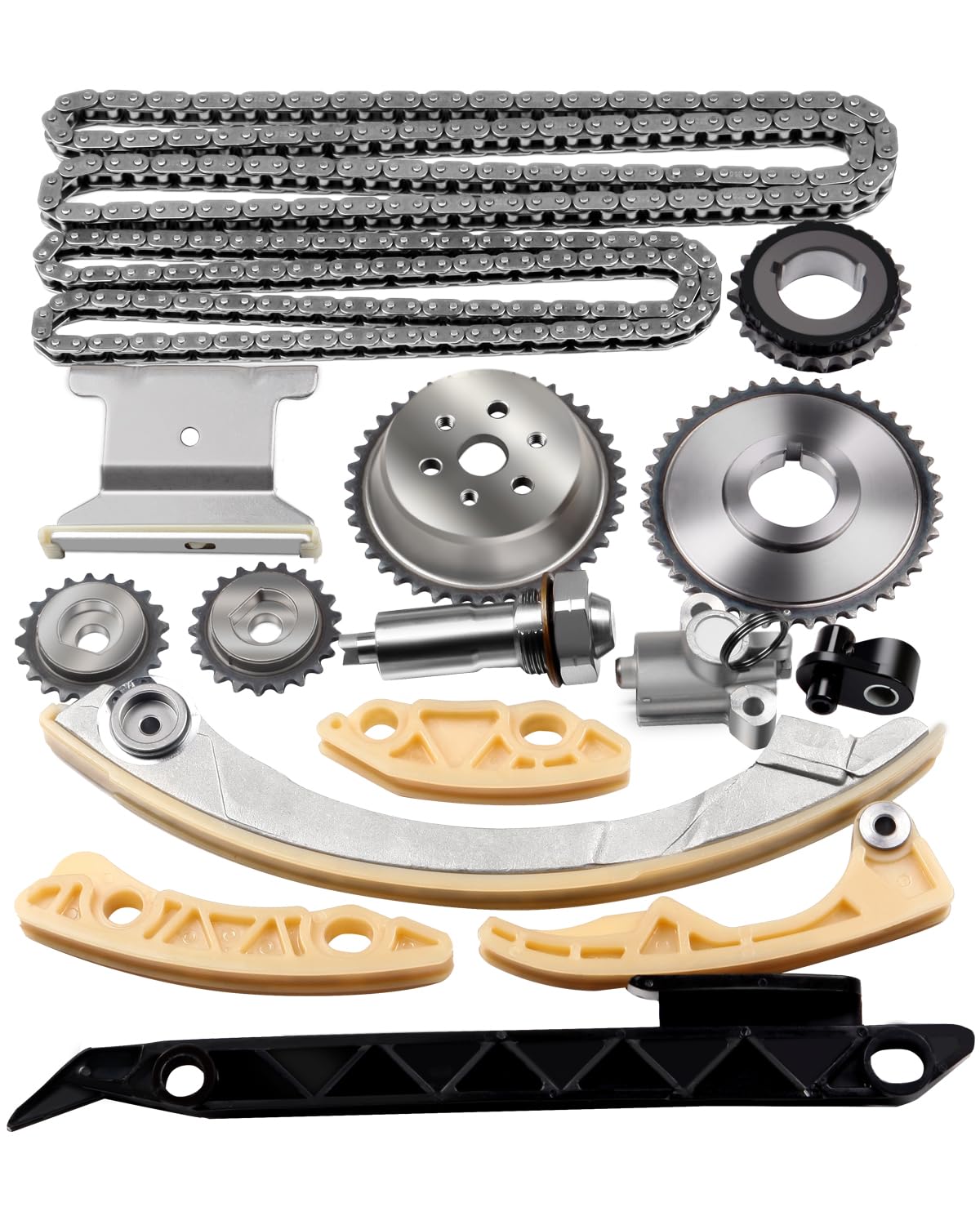 ECCPP Timing Chain Kit fits for Chevrolet Equinox, for Chevrolet Malibu for Buick 2011-2015 2006-2013 Replace#12680750 9-4201S 9-4201SX, w/Timing Chains Crank Sprocket Tensioner Guide Rail VVT Gear