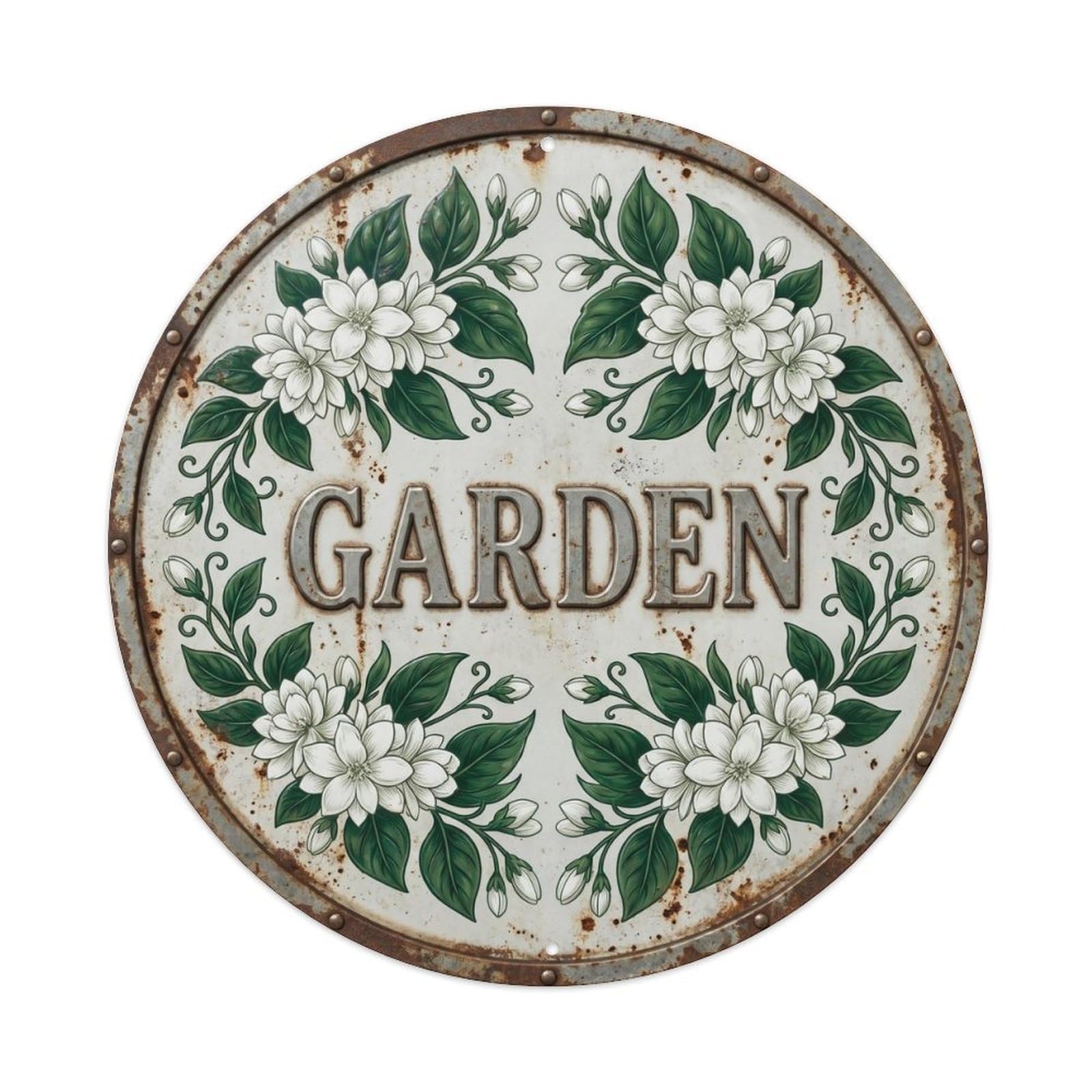 Botanical Floral Outdoor Label Garden Jasmine Flower Metal Tin Sign