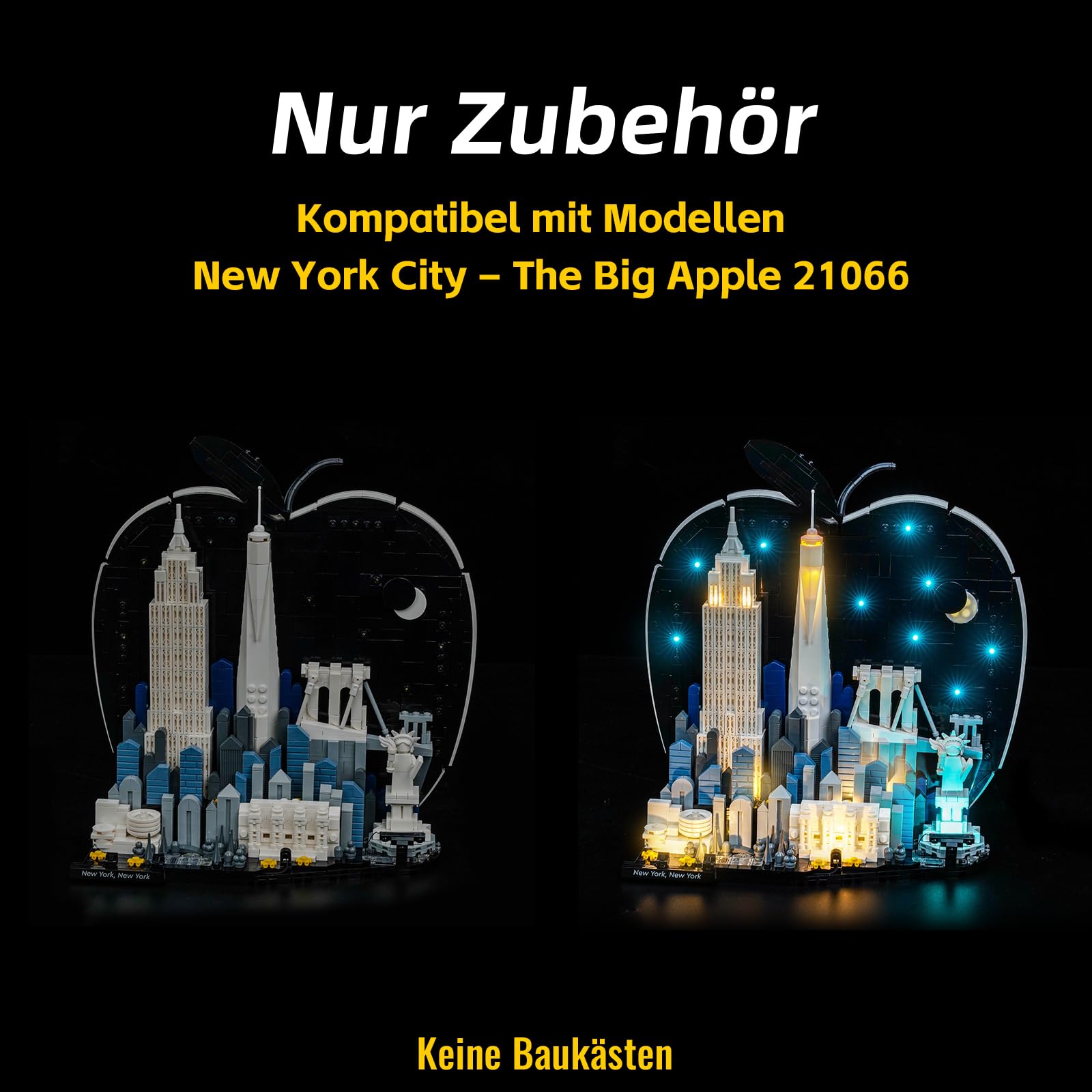 Led Licht Set Kompatibel mit Lego 21066 New York City – The Big Apple (Kein Modell), Dekorationsbeleuchtungsset Compatible with Lego New York City – The Big Apple Bausteinen Modell