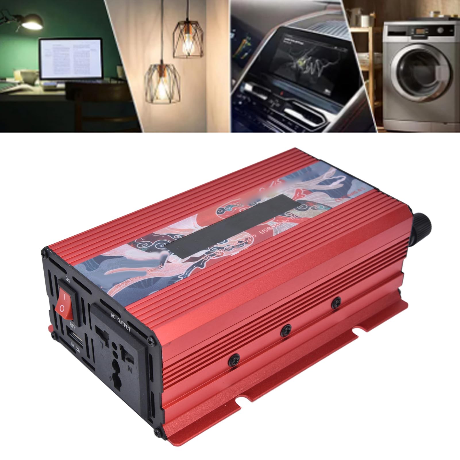 Inverter di Potenza a Onda Sinusoidale Pura 3000W - da 12V a 220V CA Con Adattatore per Auto e Presa CA - Convertitore per Casa, Camper, Camion