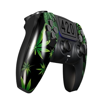 MODDEDZONE Custom Wireless UN-MODDED PRO Controller compatible with PS5 Exclusive Unique Design (420 Black)