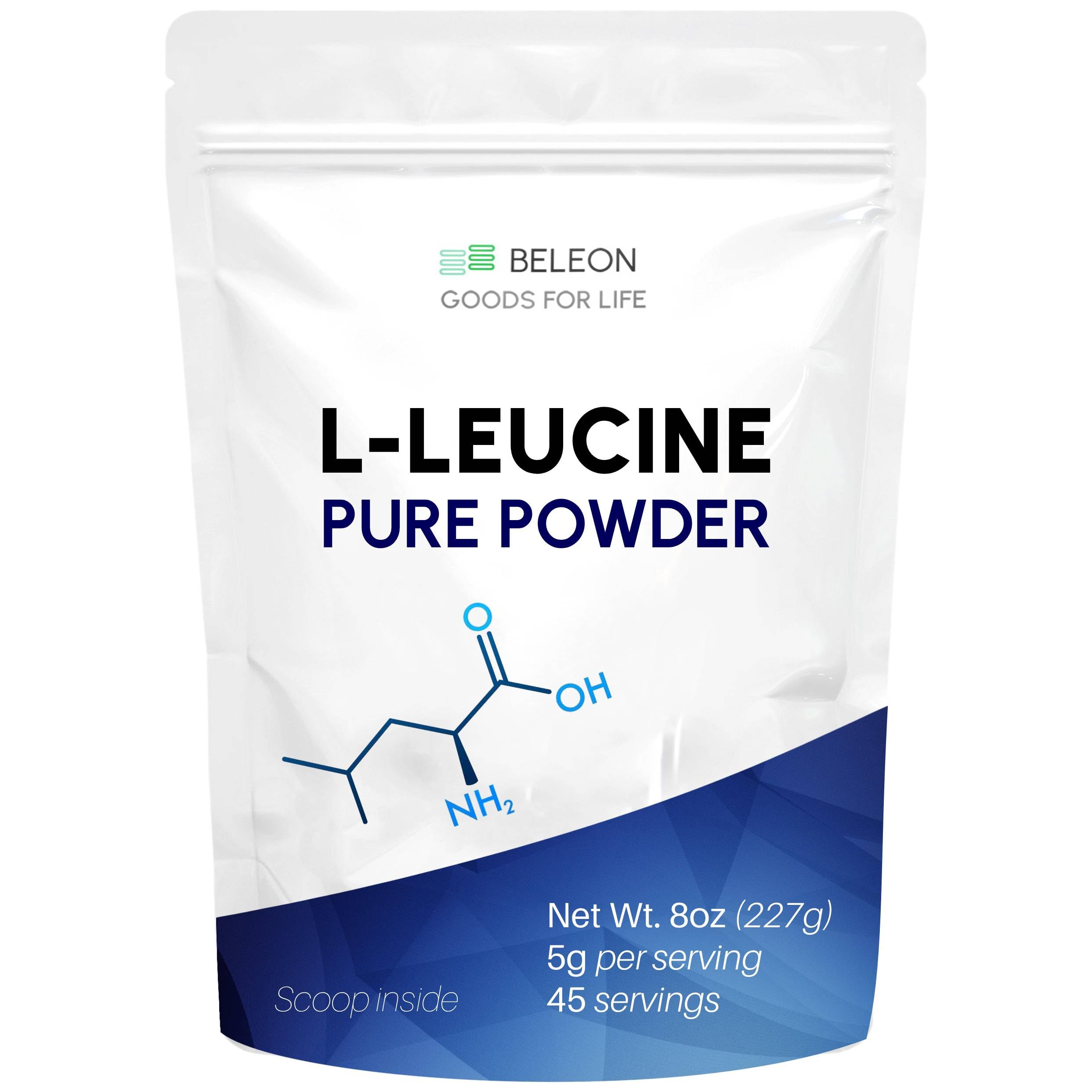 Pure L-Leucine Powder 8 oz - Unflavored Essential Amino Acid for Protein Synthesis, Recovery &amp; Lean Mass Support, Vegan, Keto, Non-GMO