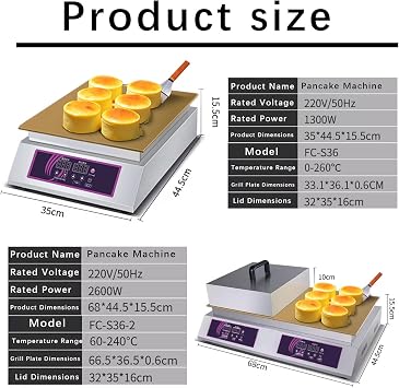 Souffle Machine,Japanese Souffle Pancake Maker, Pancake Maker,Commercial Electric Griddle,Stainless Steel,for Restaurants, DIY Delicacy Cafes Shops Doublehead