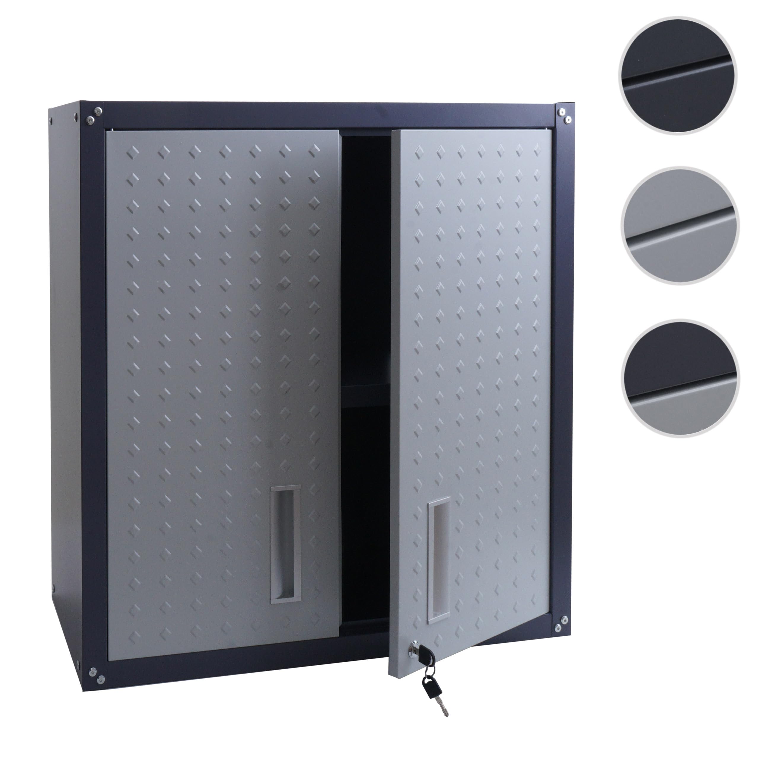 Mendler Armadio pensile HWC-O52, armadietto a muro, garage, con serratura, in acciaio 77x77x31cm - grigio chiaro/grigio scuro