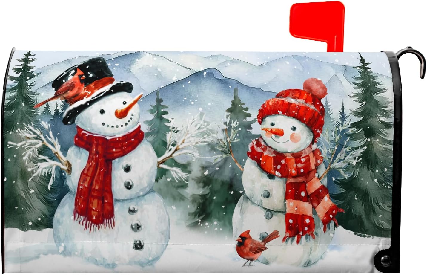 Winter Snowman Mailbox Covers Magnetic Christma Snow Trees Xmas Snowflake Mailbox Cover 21" X 18" Waterproof Mail Box Covers Magnetic Standard Size for Yard Home Decor