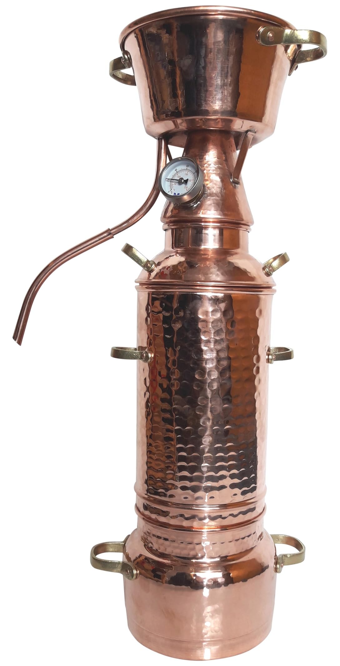 2L Alquitara Destille mit XXL-Kolonne | Destillieranlage zur Herstellung ätherische Öle (inkl. Thermometer)