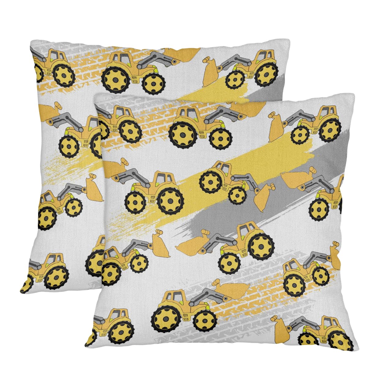 Housse de coussin 61x61 cm véhicules jaunes pour lit et canapé bohème