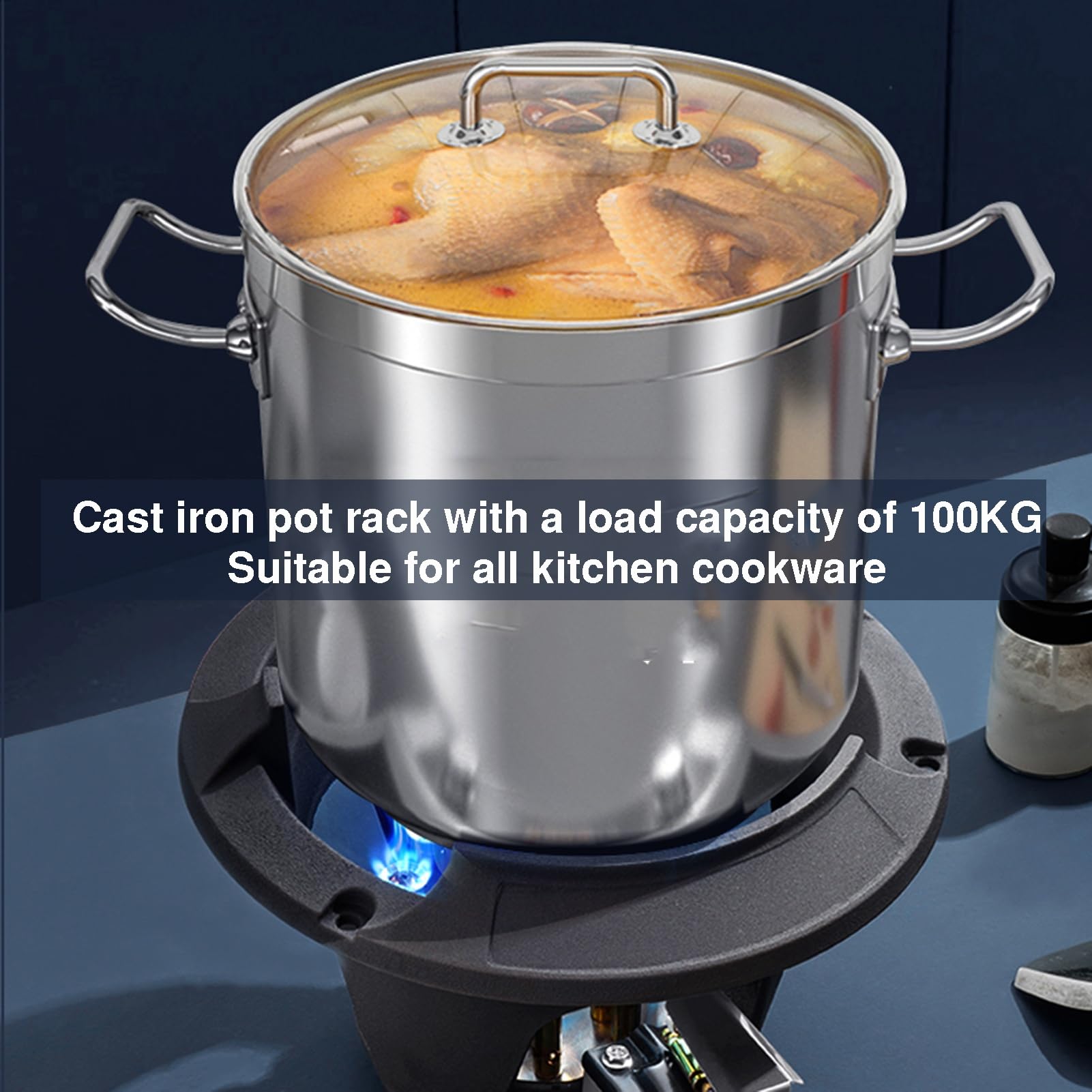 Tragbarer Gasherd, Hochleistungs-Wok-Brenner 10/17 KW mit Flammenausfallschutz, 12/19 Düsen für Restaurant-Outdoor-Kochen (LPG, 17 kW)