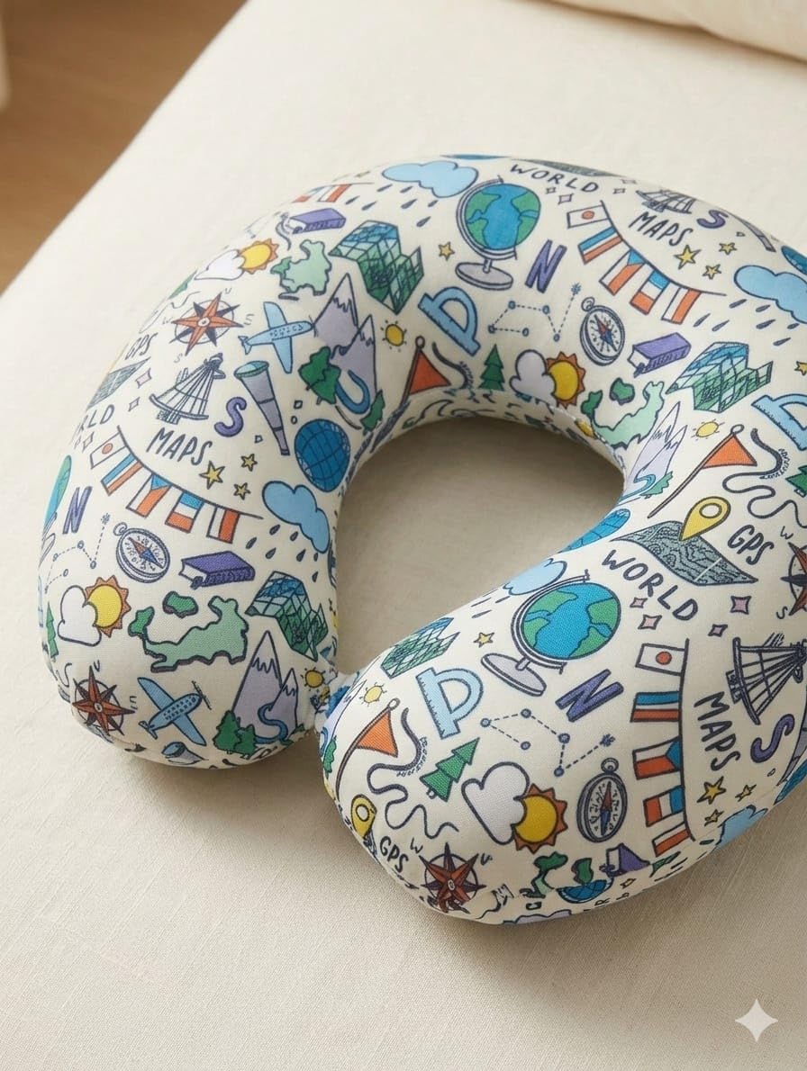 AGS MART Round Shape Printed Traveling Neck Pillow-image-9