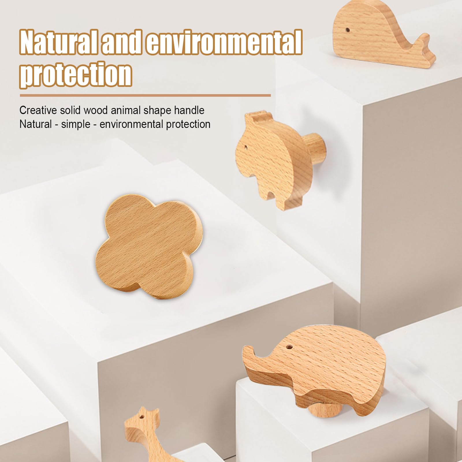 Perillas decorativas de madera con diseño de animales, pomos decorativos de madera para cajón, con tornillos M4 x 30 mm para armarios, cajones y muebles (20 unidades)
