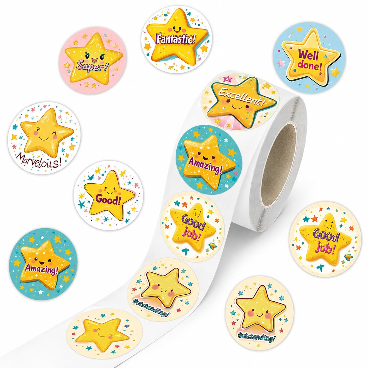 500pcs Shiny Smile Star Stickers for Teachers Reward Supplies Crafts,1 Inch