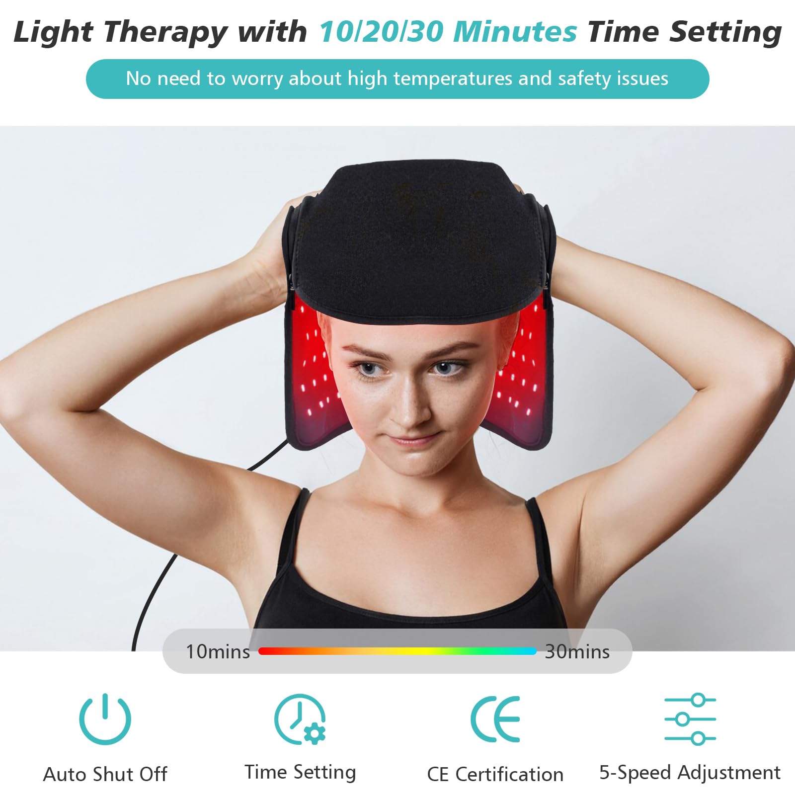 Haarwachstum Cap, Rotlicht Therapie für Haarausfall, 215 LED Infrarottherapie Rotlichtlampe, 660 Nm und 850 Nm, Haarausfall Behandlungen Hut für Männer & Frauen, Fördert schnelles Nachwachsen