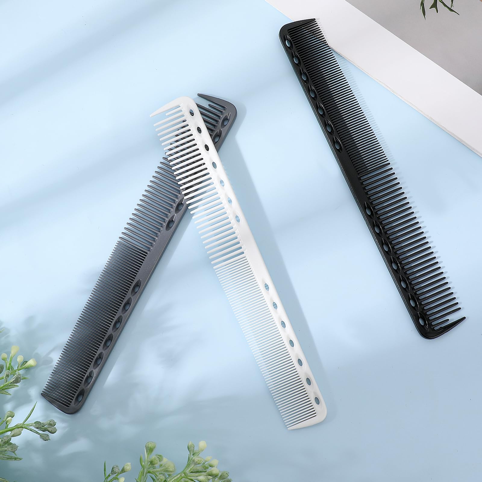 Peines de peluquería para corte de pelo, peine fino profesional, antiestático y resistente al calor, peine de carbono para hombre y mujer, paquete de peine de peluquería para salón y hogar 4