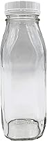 Vista 19 de The Dairy Shoppe Botella de vidrio para leche de vidrio pesado con tapa de 48mm, estilo cremería (64 oz/1 pk, media galón)