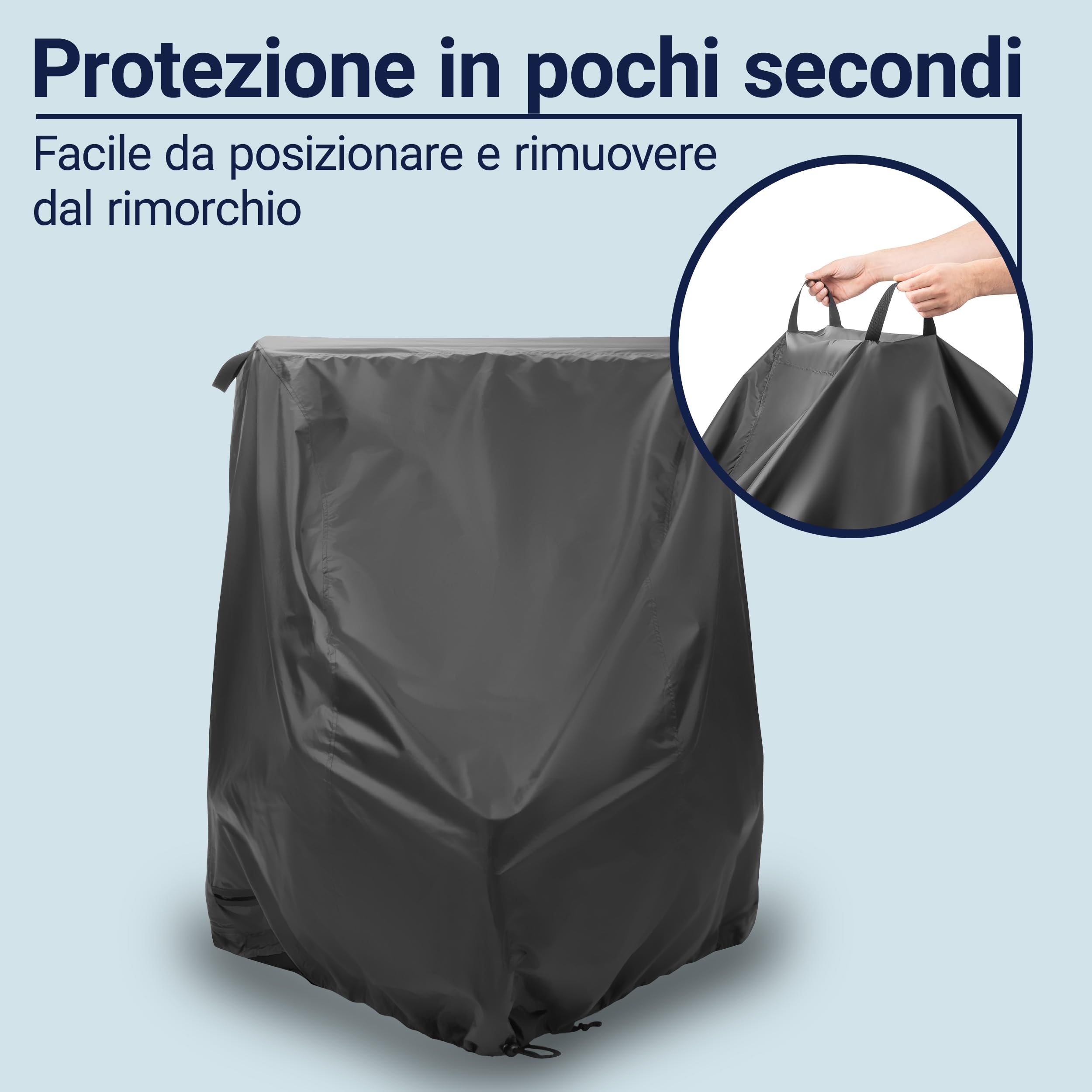 Zamboo Copertura Rimorchio Bici Bambini, Universale (Compatibile con Thule, Croozer, Tiggo e altri) - Telo Antipioggia Con Tasca, Apertura per Lucchetto e Pieghevole - Nero