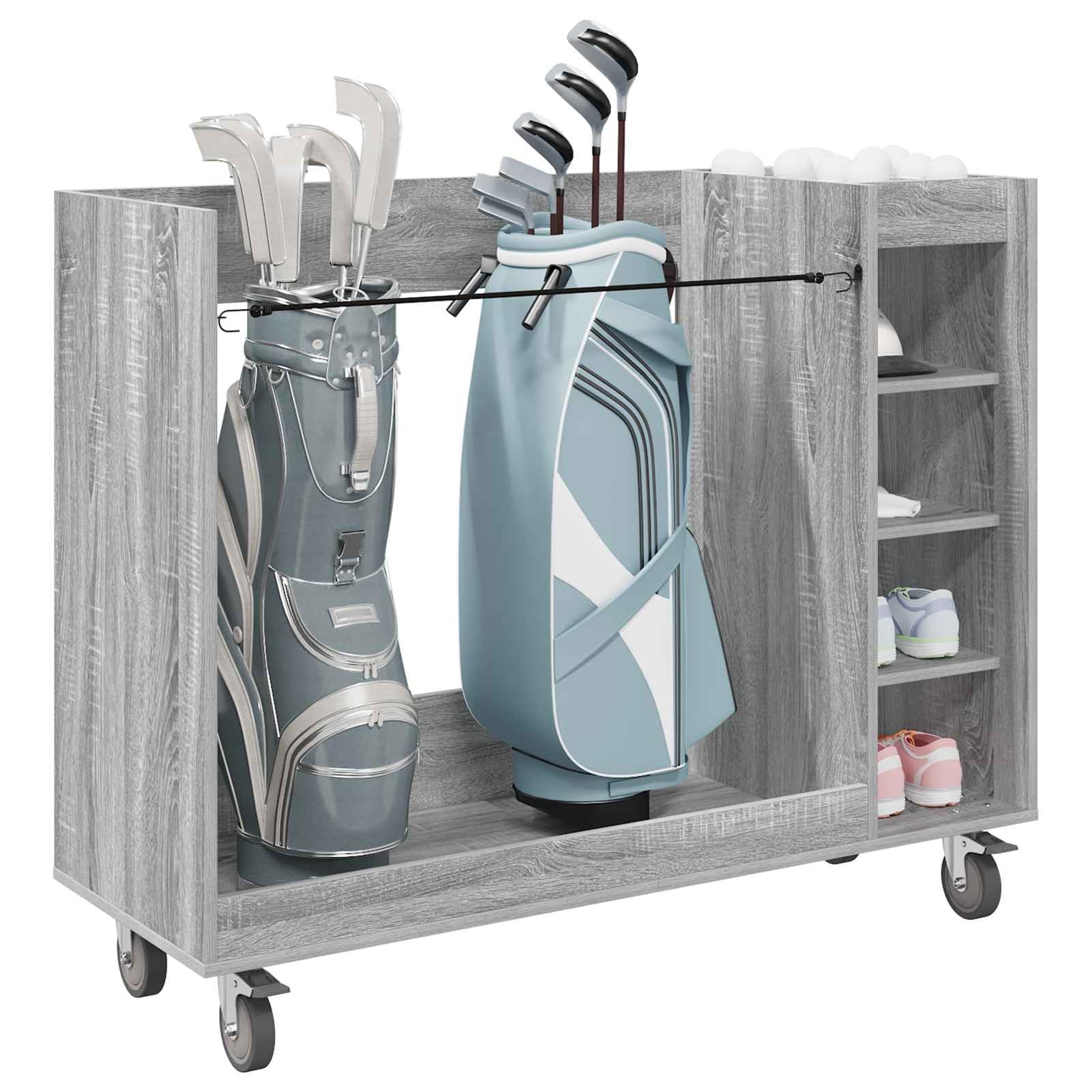Gecheer Golf-Schrank Uni Grau, 120 x 45 x 98 cm, Holz, Stauraum für Golfzubehör, für Garage und Wohnraum