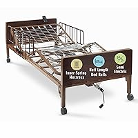 Vista 7 de Cama de hospital semieléctrica con colchón de resortes internos y rieles completos incluidos, para uso en el cuidado del hogar e instalaciones