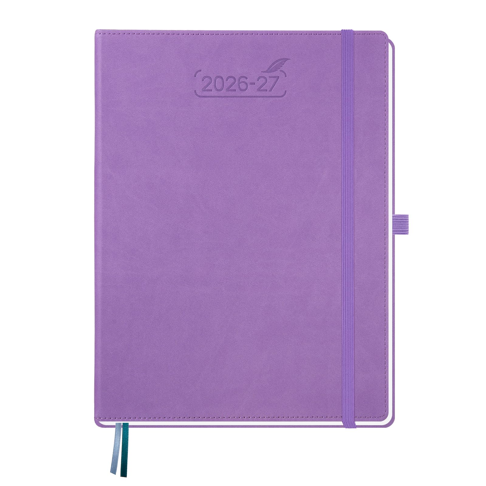BEZEND A4 Academic Diary 2026-2027 Week to View (Jul 26 - Dec 27) Vertical Weekly Planner with Time Slots & Monthly Tabs. Appointment Diary for Home School Office. PU Leather Hardback, Lavender