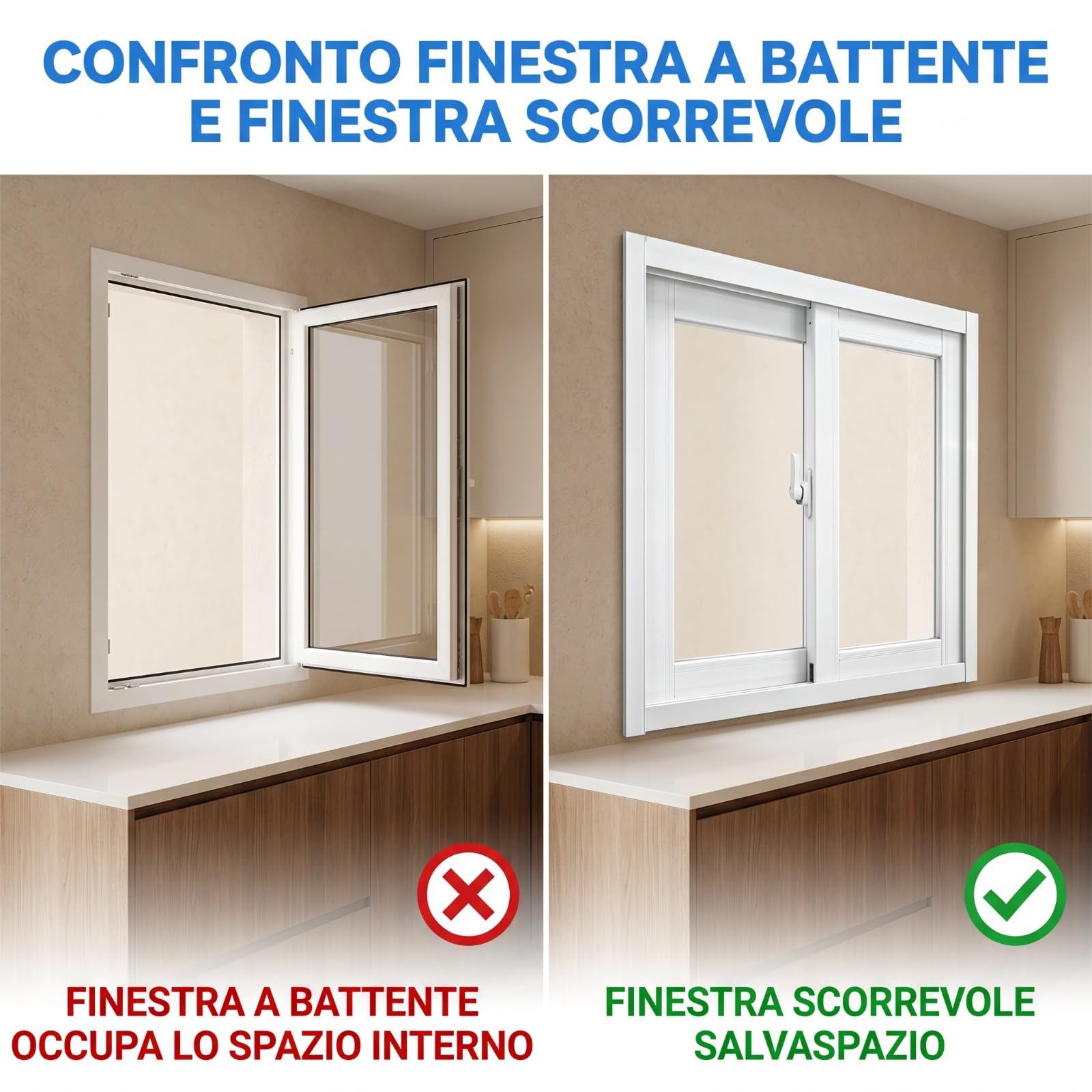 Finestra personalizzata, 12-59in，finestra scorrevole in PVC con vetro 5mm trasparente/smerigliato, doppio vetro opzionale, modello bianco di ricambio per bagno,cucine e altre stanze.