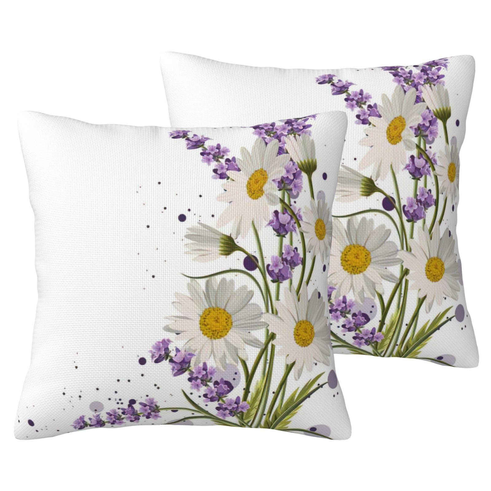 Housse coussin lin lavande : lot de 2 taies anti-plis pour canapé et lit usés