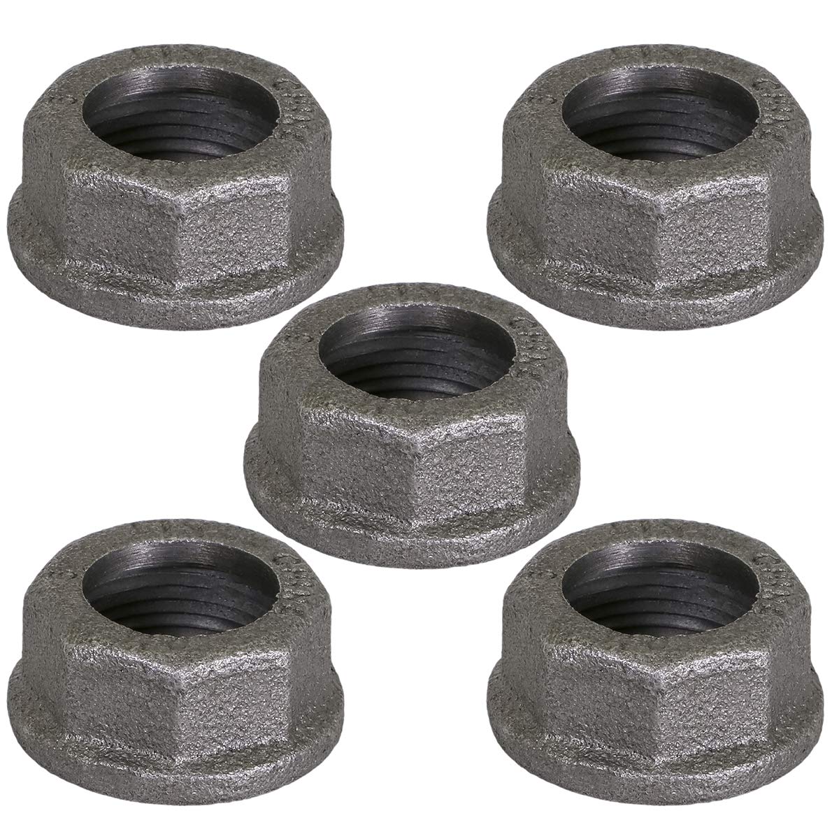 Midline Valve HNOC1143-5 Nuts for Gas Meters 1-1/4’’ FIP Black Steel (5 Pack)
