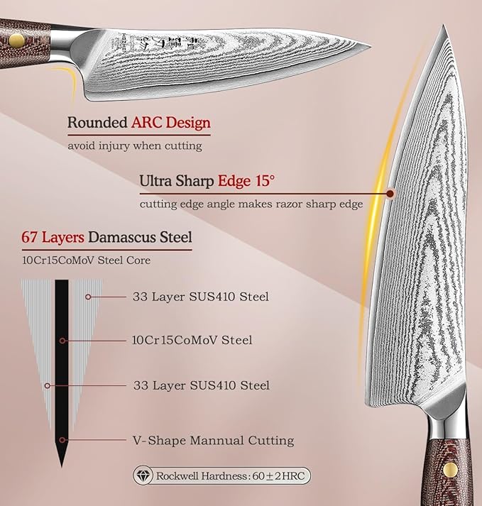 Set Cuchillos Cocina 5 Piezas Acero Inoxidable Base Magnética miniatura 3