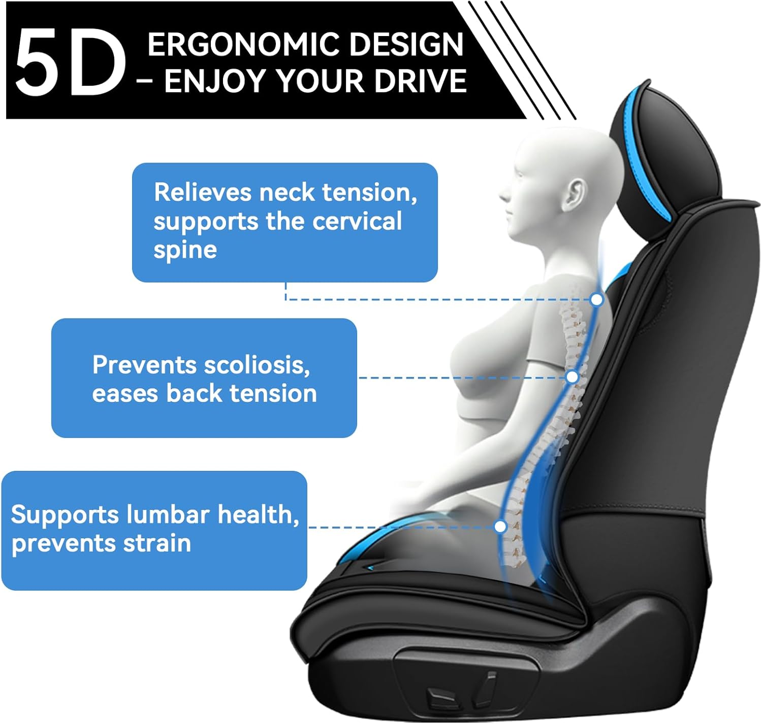 Car Seat Covers for Toyota C-HR 2018-2022, Waterproof Nappa Leather Seat Cover, Anti-Slip Car Seat Covers, Airbag Compatible, Seat Covers Full Sets.(5 Seats/Blue)