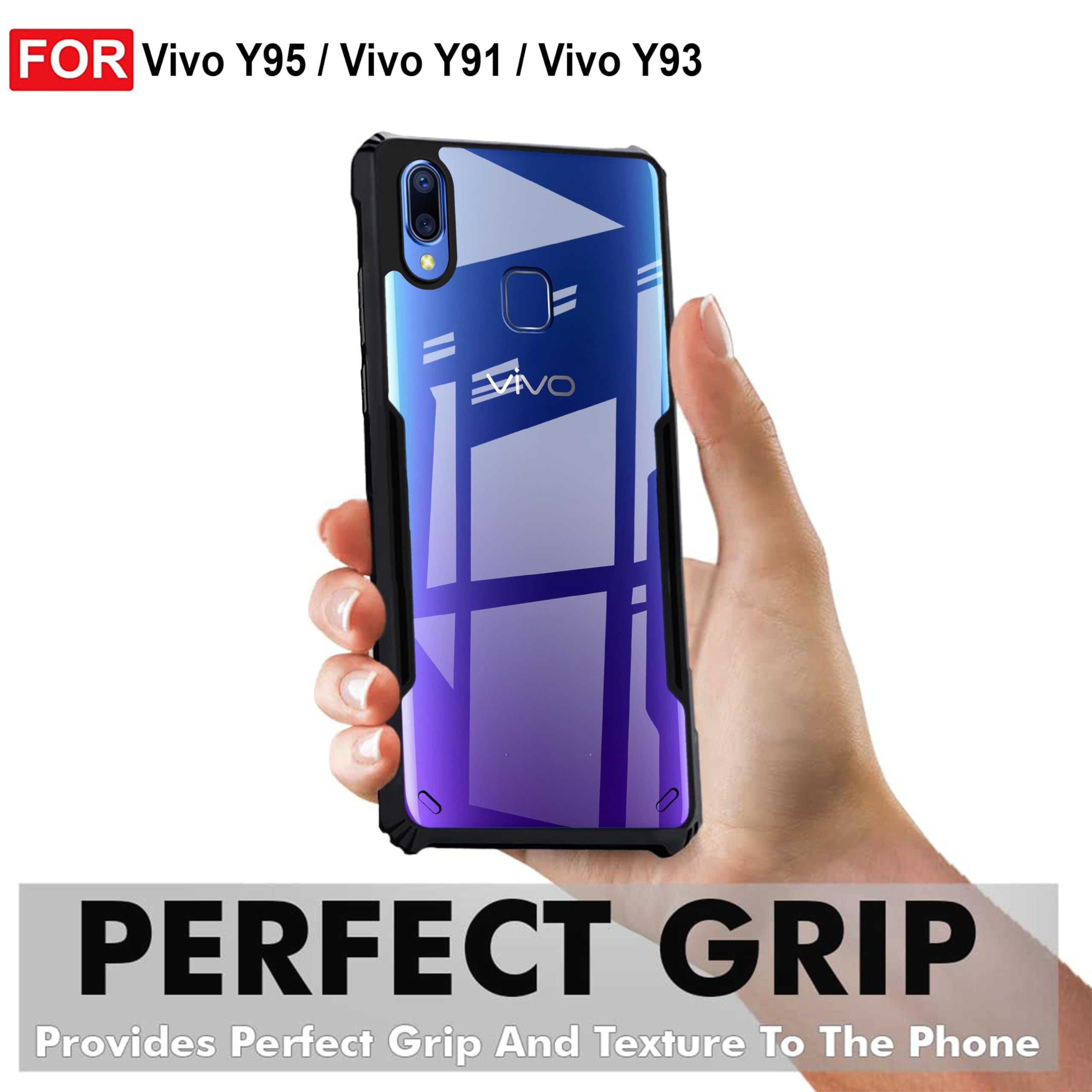 Vivo Y95 Case - Clear Matte TPU PC Cover -3