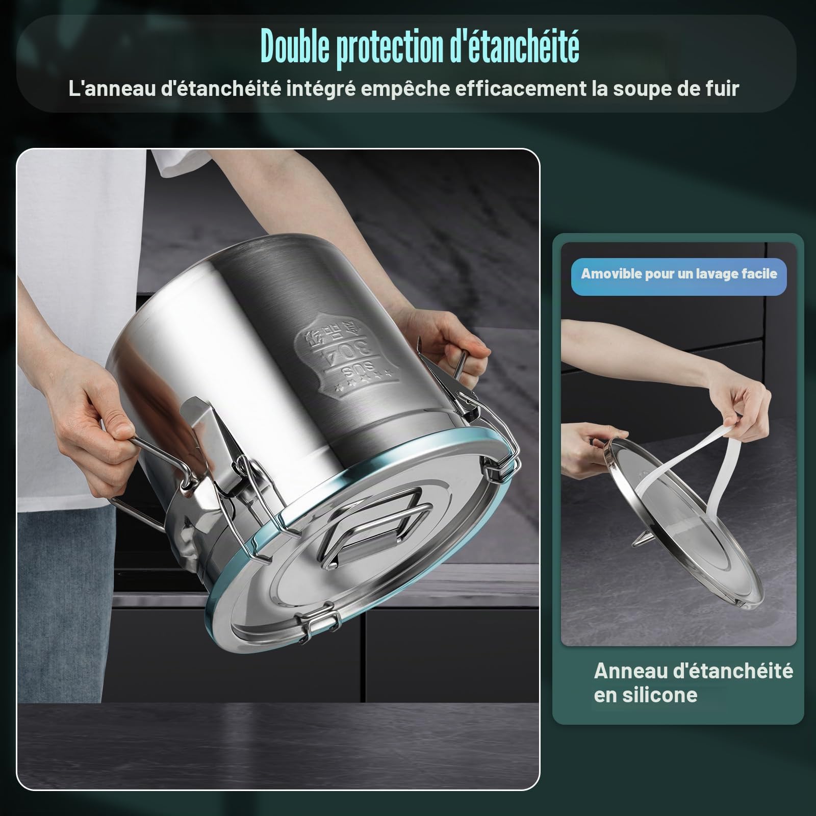 Récipient à céréales en acier inoxydable - Bidon hermétique pour aliments - Pour la cuisine, le riz, l'huile - Avec couvercle - Bidon hermétique en acier inoxydable (12 l)