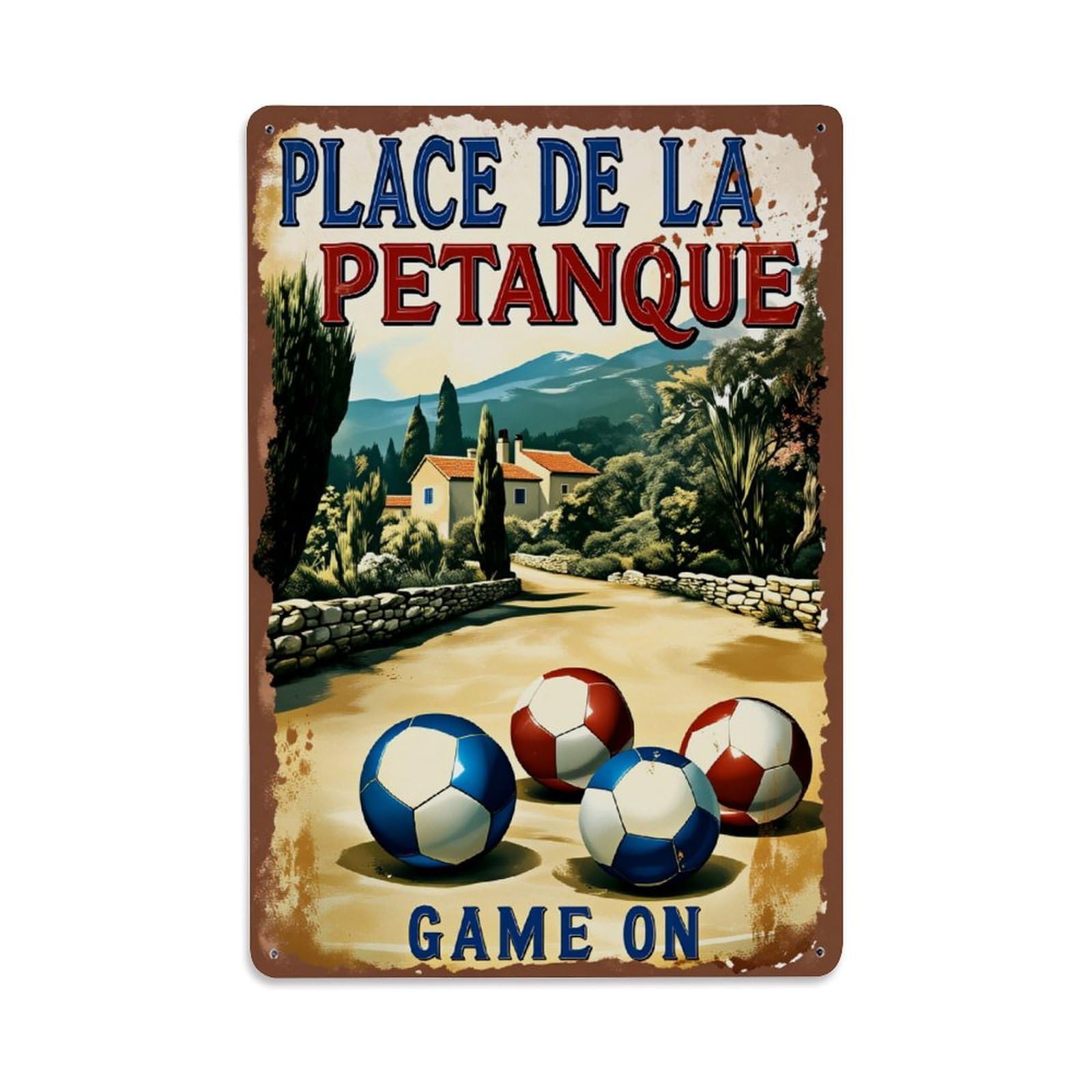 Place The Pétanque Game On Tin Sign Vintage Metal Poster Retro Bar, Home, Man Cave, Kitchen, Laundry Room Wall Art Decor Gift 8x12 Inch