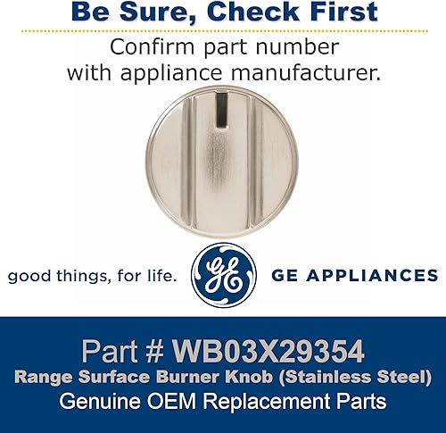 Miniatura 4 de GE WB03X29354 Perilla de quemador de superficie (acero inoxidable)