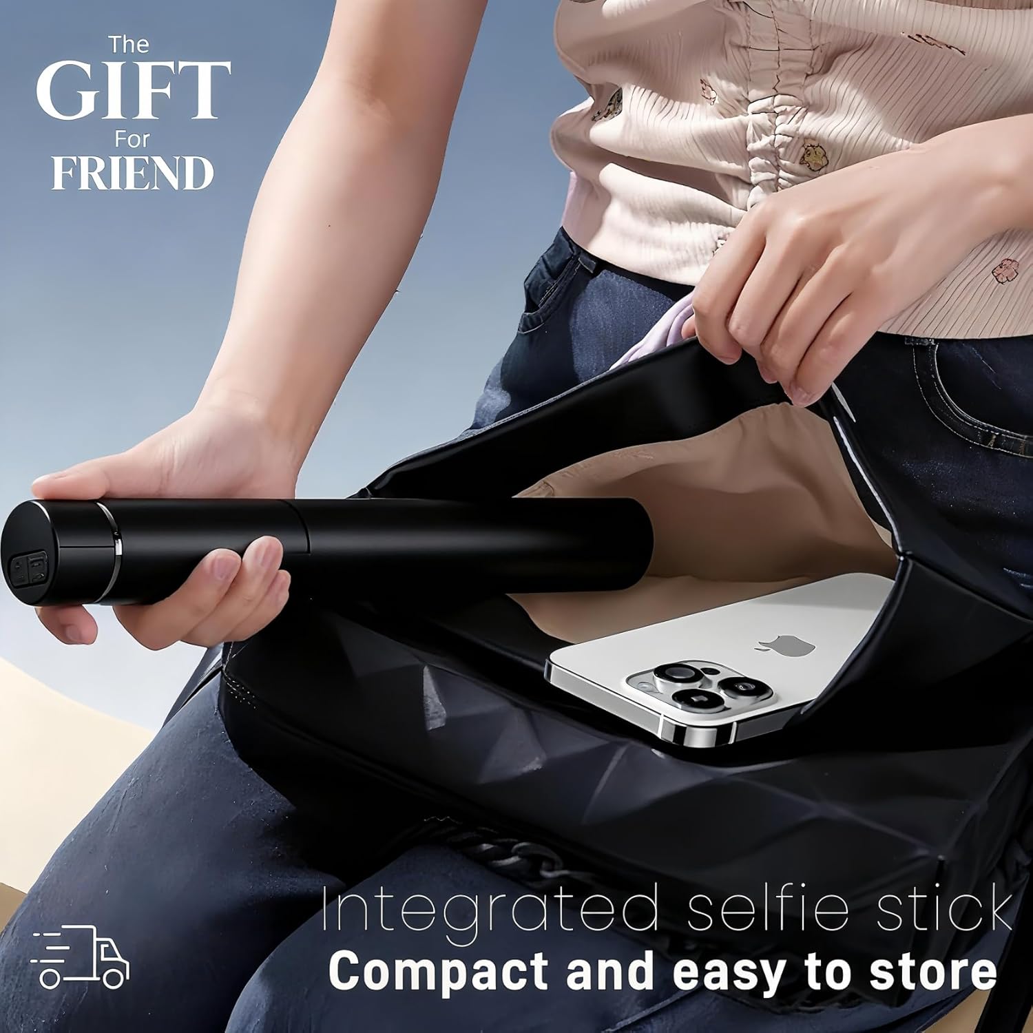 BOMIDI 50'' Phone Tripod with Remote, Tripod for iPhone, 6 in 1 Selfie Stick with Light & Holder, Extendable Cell Phone Stand for Video Recording (Black)