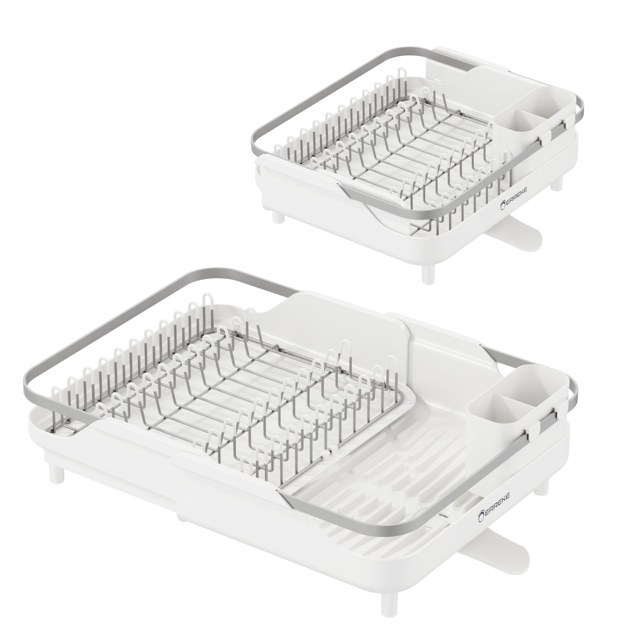 Erreke Scolapiatti Pieghevole, Scarico nel Lavello, 46x35 cm | Scola Piatti. Griglia in Acciaio Inox. Grande Piano Cucina. Sopra il Lavello. Salvaspazio. Scola l'Acqua. Facile da Riporre