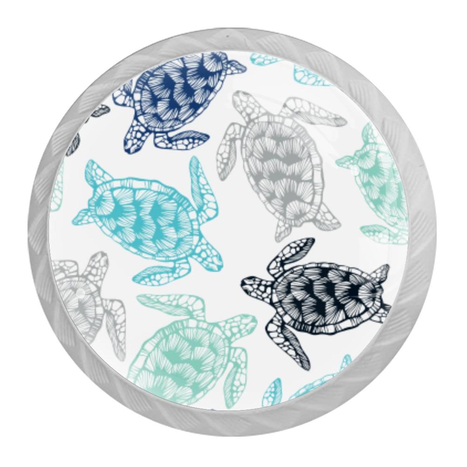 Tqmspg 4 Pieces Drawer Pulls Turtle Pattern Door Knobs Dresser Handles for Kitchen Wardrobe Cupboard Hardware Furniture