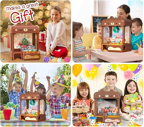 Miniatura 5 de Máquina de garras grande para niños y adultos con premios, sonido y luz ajustables, mini máquina expendedora para niñas y niños, juego de grúa