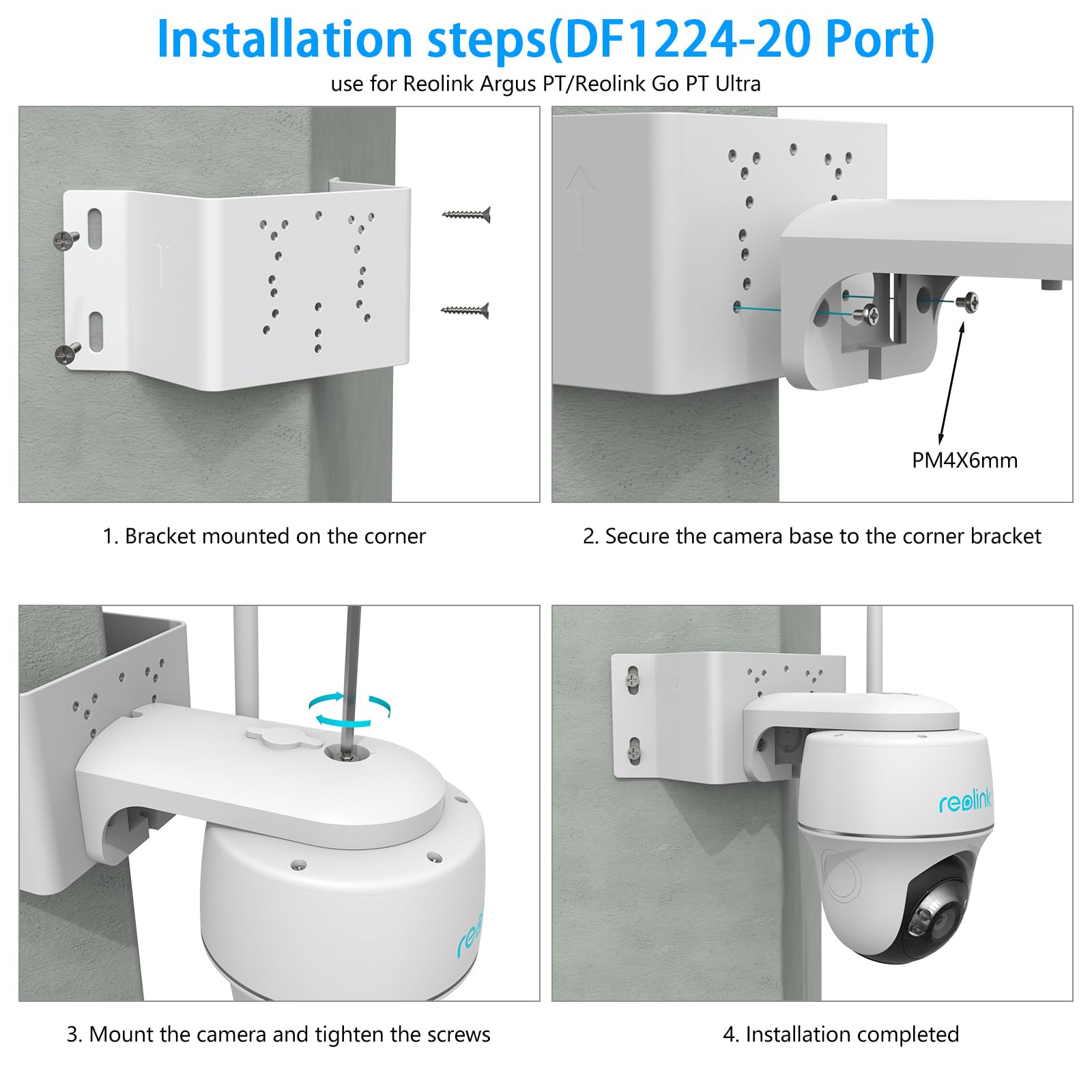HOLACA Supporto Angolare Da Parete A 90°, Compatibile Con Reolink Argus PT 3MP, 4MP/2K, 5MP/2K, 4K/8MP, Go PT Ultra,SEHMUA, Supporto Per Telecamera Di Sorveglianza Esterna Solare (fotocamera Non