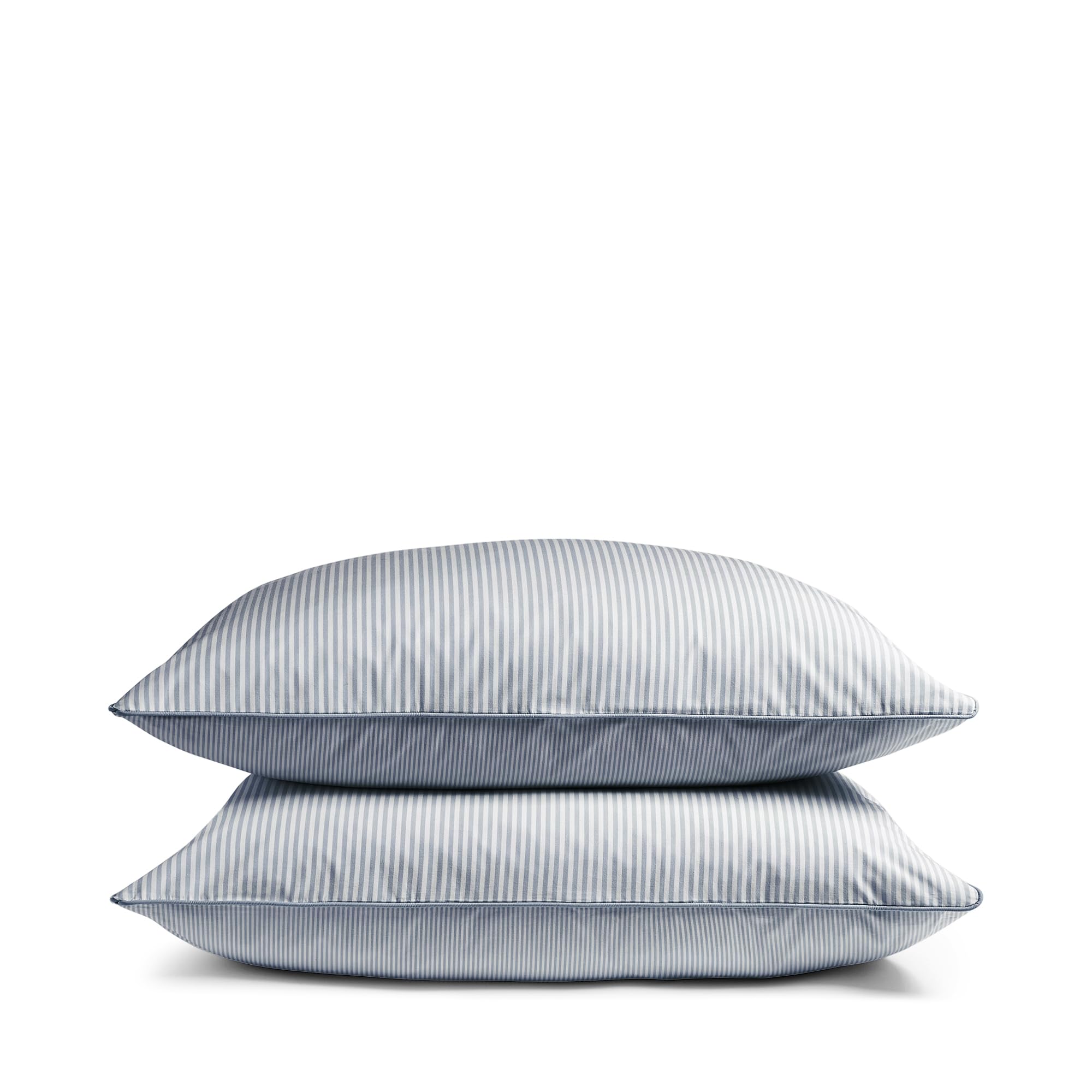 DIP & DOZE Luxury Organic Cotton Percale Striped Pillowcase Pair Sky Blue