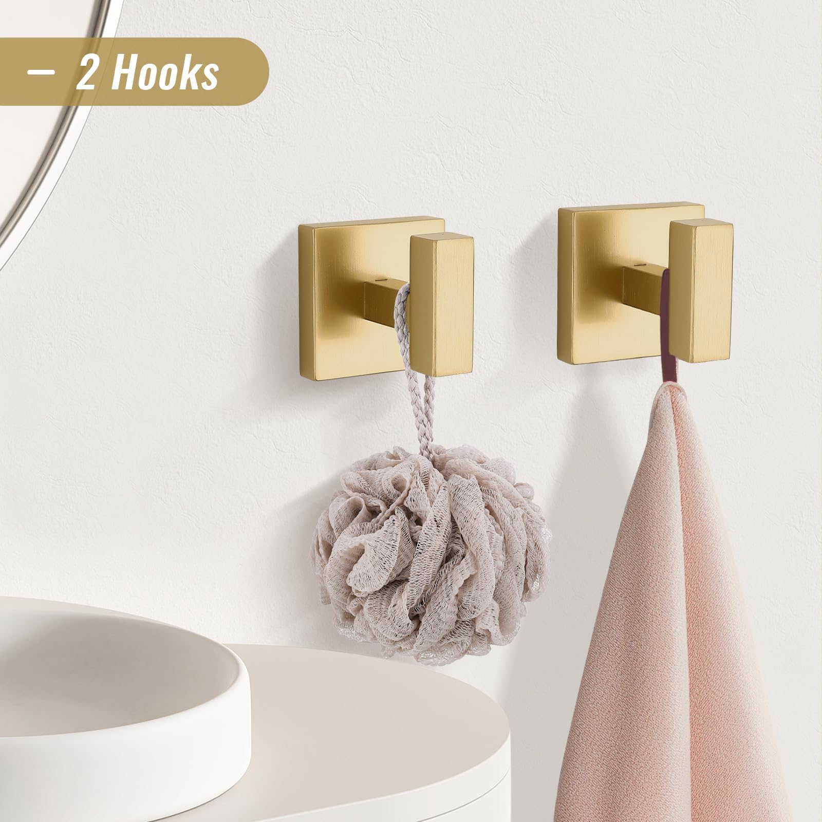 YACVCL 5-teiliges Badezimmer-Hardware-Zubehör-Set, gebürstetes Gold, 50 cm, Handtuchhalter für Badezimmer, SUS304 Edelstahl-Handtuchhalter, Wandmontage