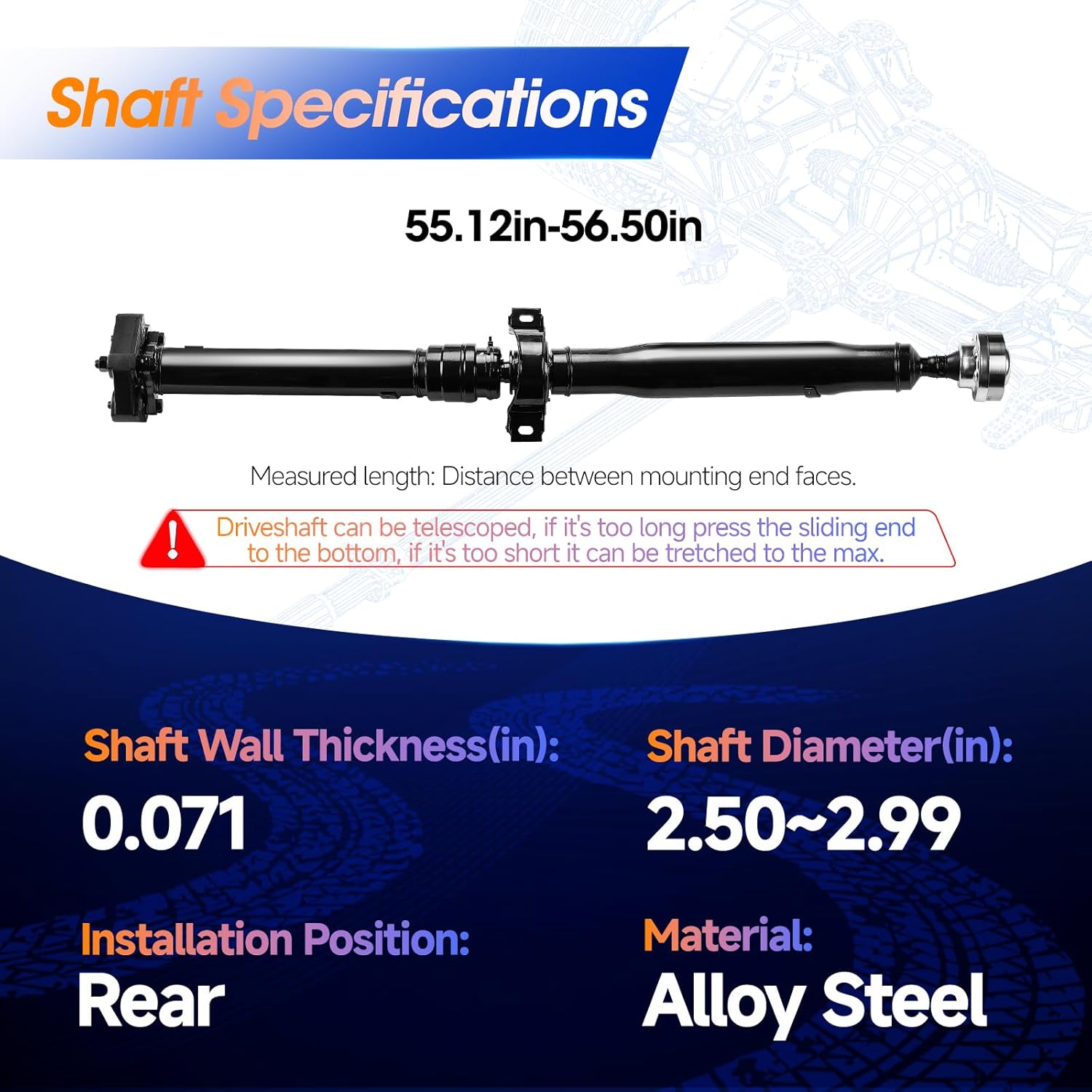 Rear Drive Shaft Prop Shaft Driveshaft Assembly Fit for Mercedes-Benz W164 ML320 2007-2009, ML350 2007-2011, ML450 ML500 ML550, AWD, OE 976-683, 1644103102
