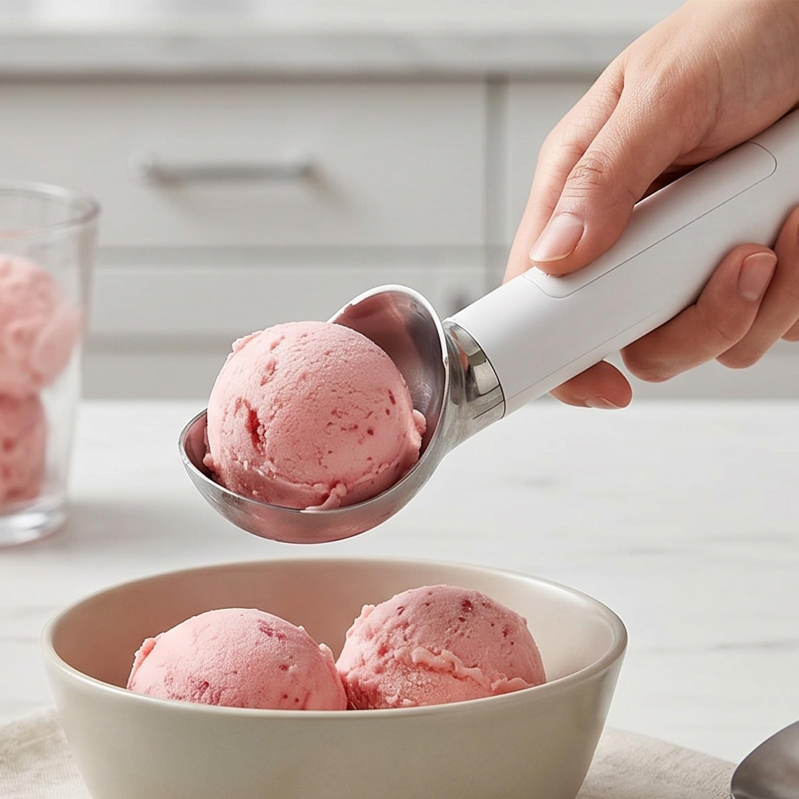Cuillères à glace chauffantes modernes avec écran LED et cuillère de service à dessert à chauffage rapide pour servir des desserts sans effort