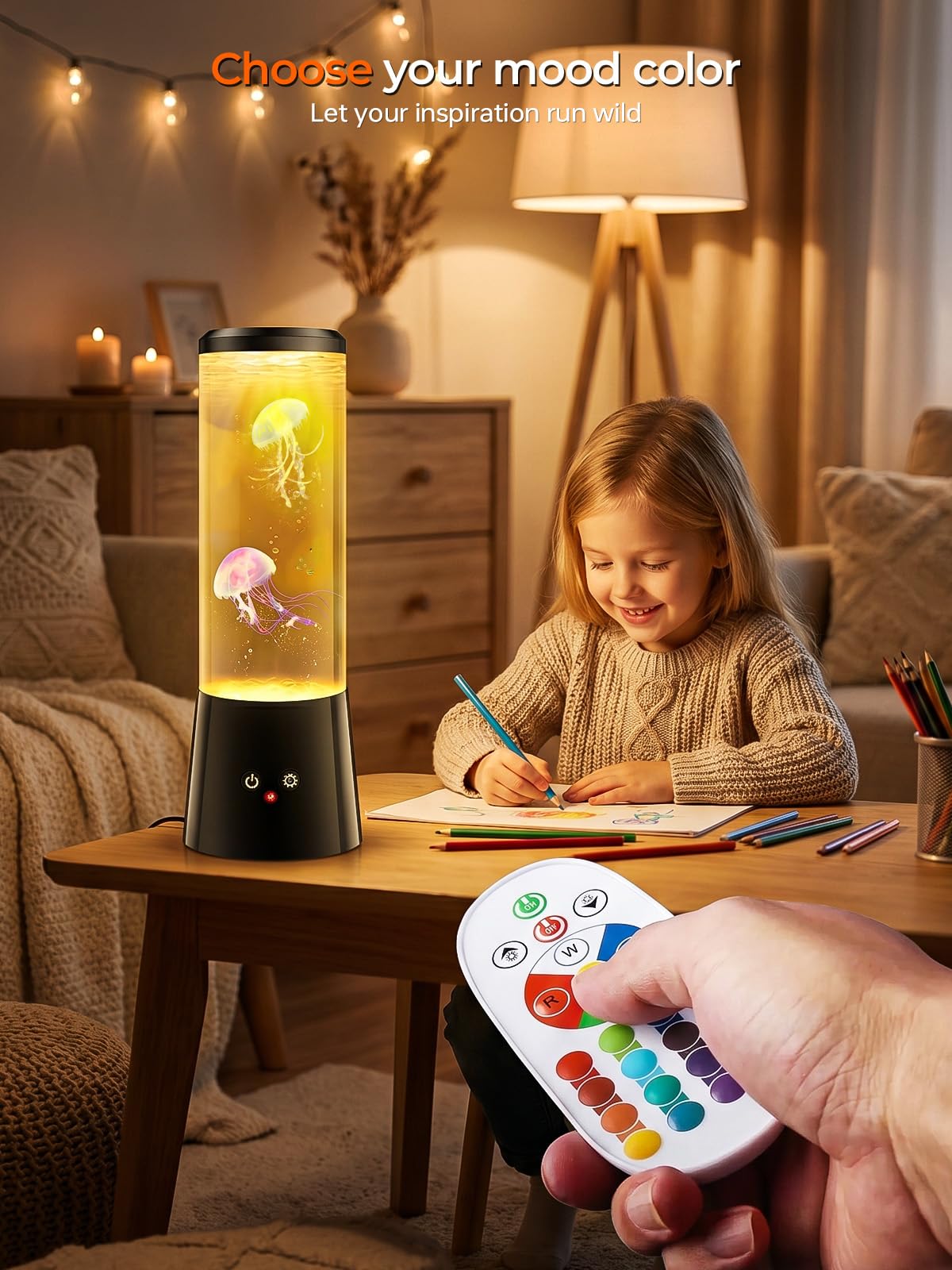 Jellyfish Lamp, 16 Color Mood Night Light, Dual Power mode Whisper