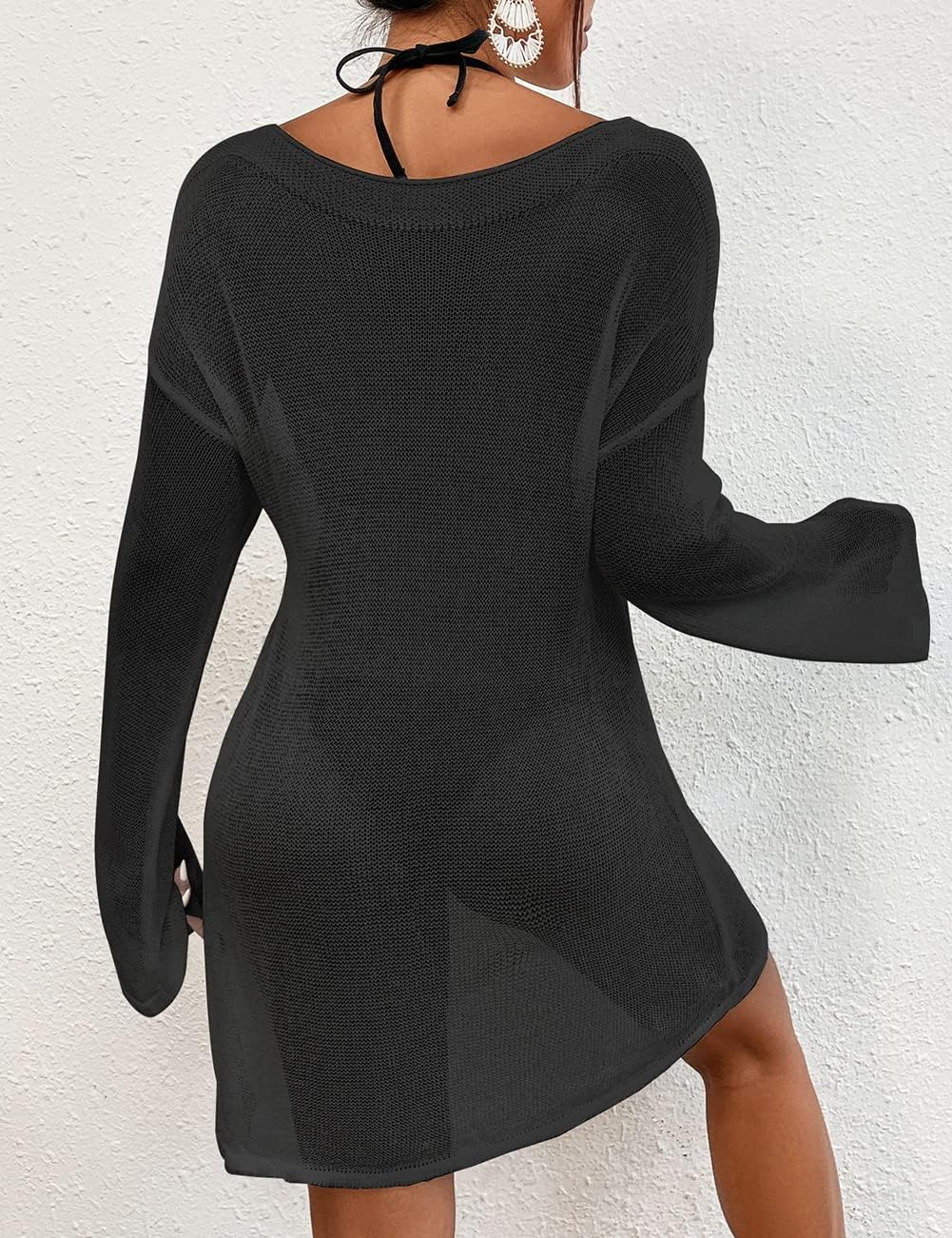 Bsubseach Crochet Cover Ups for Women Bathing Suit Cover Up Dress Mesh Beach Top - Image 5