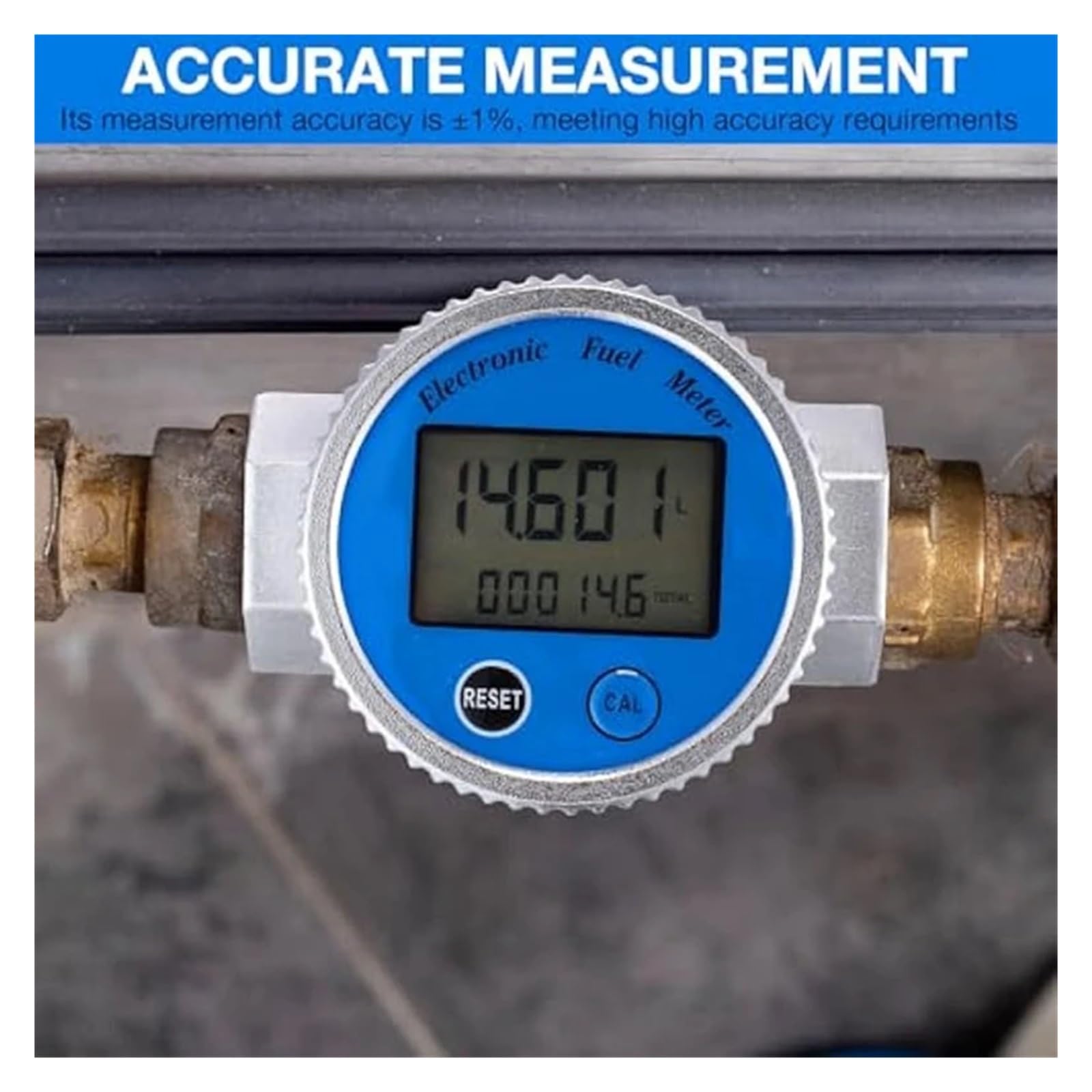 Medidor de flujo digital 2 piezas, medidor agua con rosca NPT 1 pulgada, combustible, y gas, for gasolina