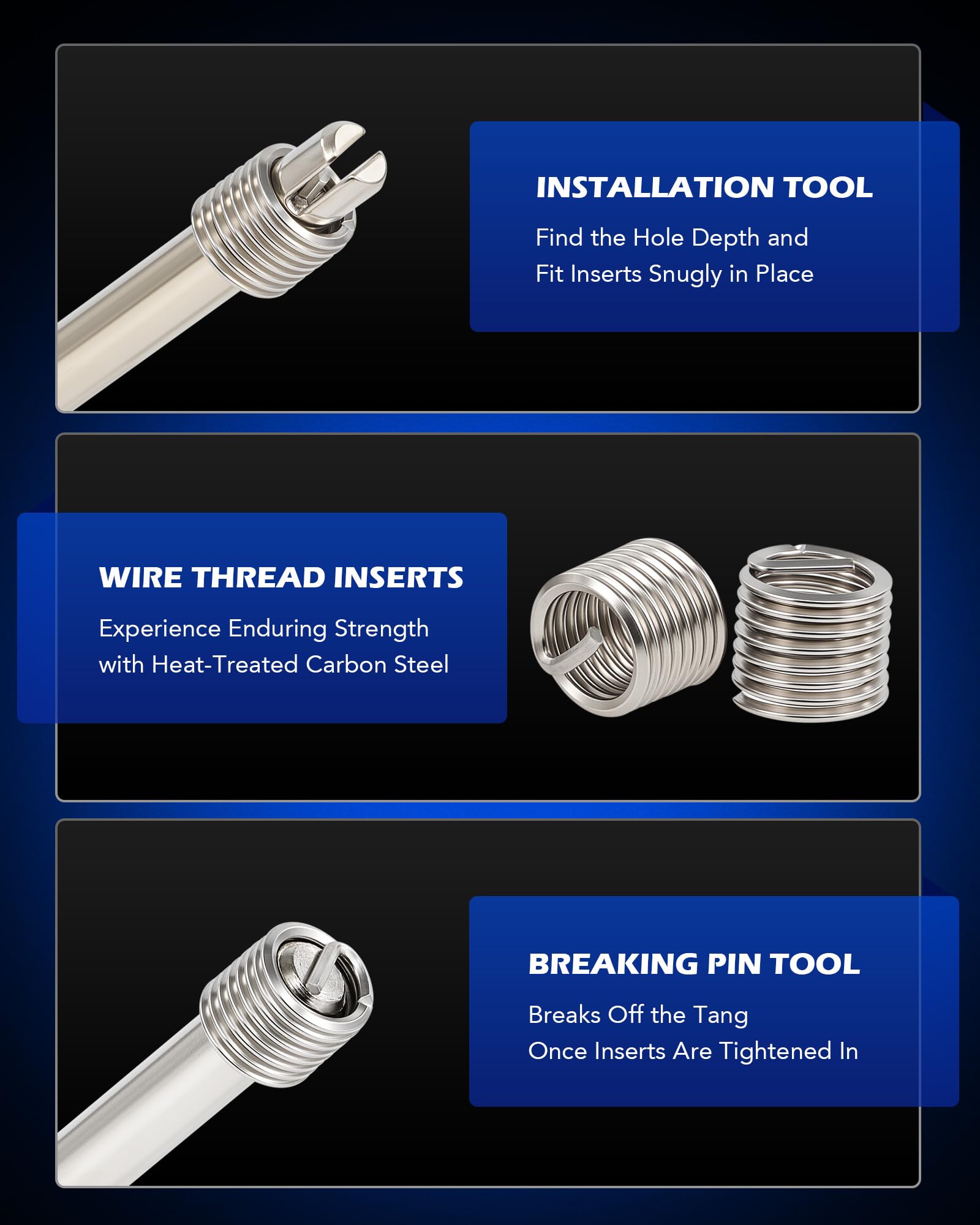 Orion Motor Tech Kit Riparazione Filetti 172 Pezzi, Set Inserti Filettati Metrici M5 M6 M8 M10 M12, Kit Maschiatura con Punte HSS e Strumenti di Installazione per Auto