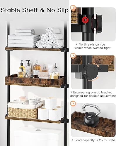 Miniatura 4 de ALLZONE Estante de almacenamiento de 4 niveles sobre el inodoro, organizador de baño de madera sobre armario de inodoro con estante ajustable,