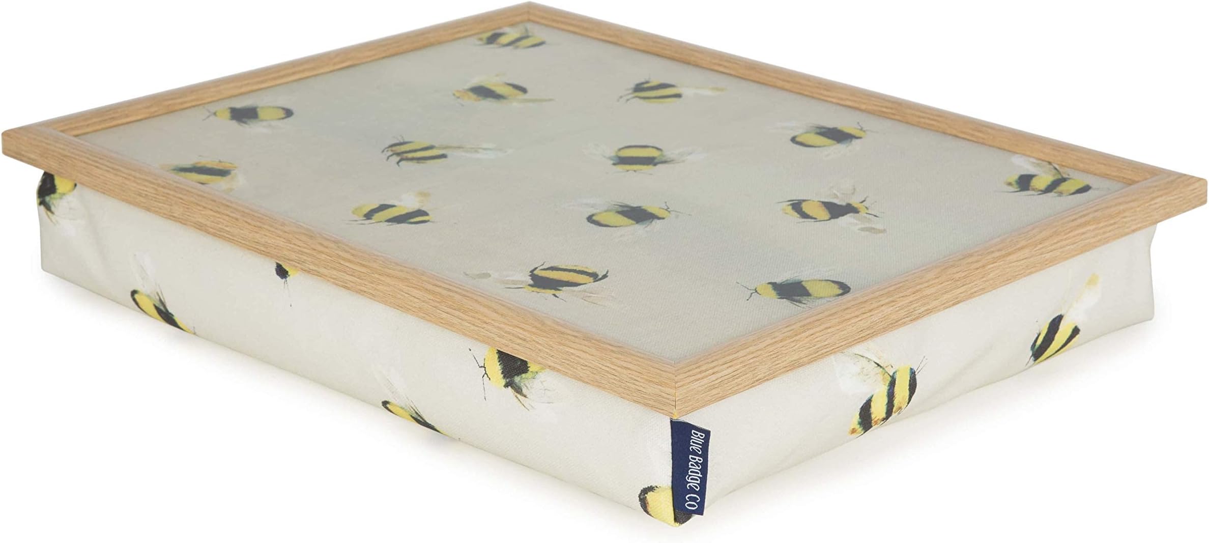Blue Badge Co Busy Bees Lap Tray with Bean Bag Cushion, Padded Lap Tray for Dinner with TV or Breakfast in Bed, Laptop Holder, Moulds to Your Lap, 700 g