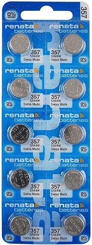 Renata 357 SR44W Baterías  1.55 V Óxido de Plata 357 Batería de reloj (10 unidades)
