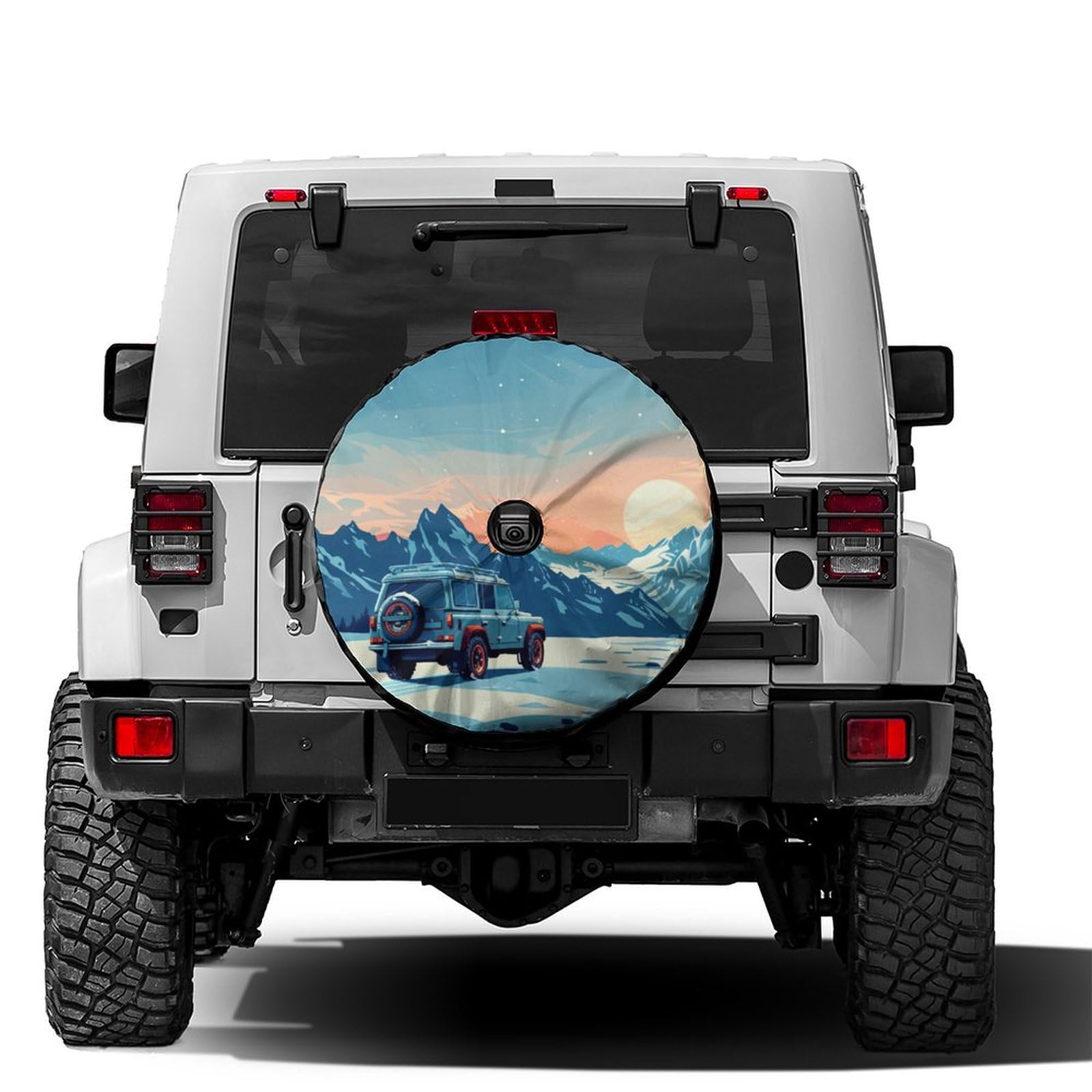 Dujiea Military Tactical Star Spare Tire Cover with Backup Camera Hole, Universal Wheel Tire Cover Tire Protectors for Jeep Trailer RV Van SUV Truck Camper and Many Vehicle 17inch — view 68